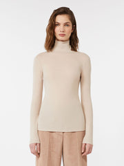 Wool and silk gauze turtleneck - Beige