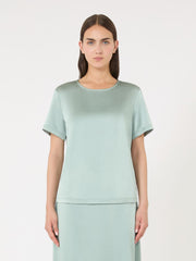 Satin and jersey T-shirt - Jade