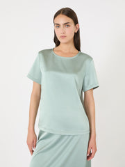 Satin and jersey T-shirt - Jade