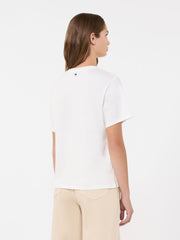 Print and embroidery-adorned cotton T-shirt - White