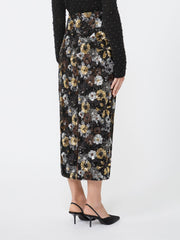 Pencil skirt in tulle and sequin - Black