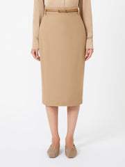 Wool pencil skirt - Camel