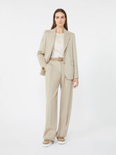 Crew-neck silk satin shirt - Beige