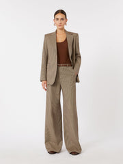 Patterned wool wide-leg trousers - Caramel