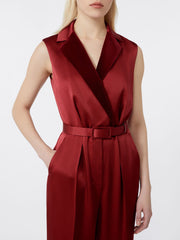 Tuxedo jumpsuit in enver satin - Bordeaux