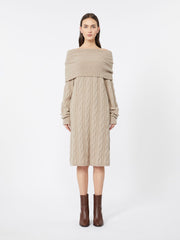 Cable-knit wool and cashmere dress - Shaded grey