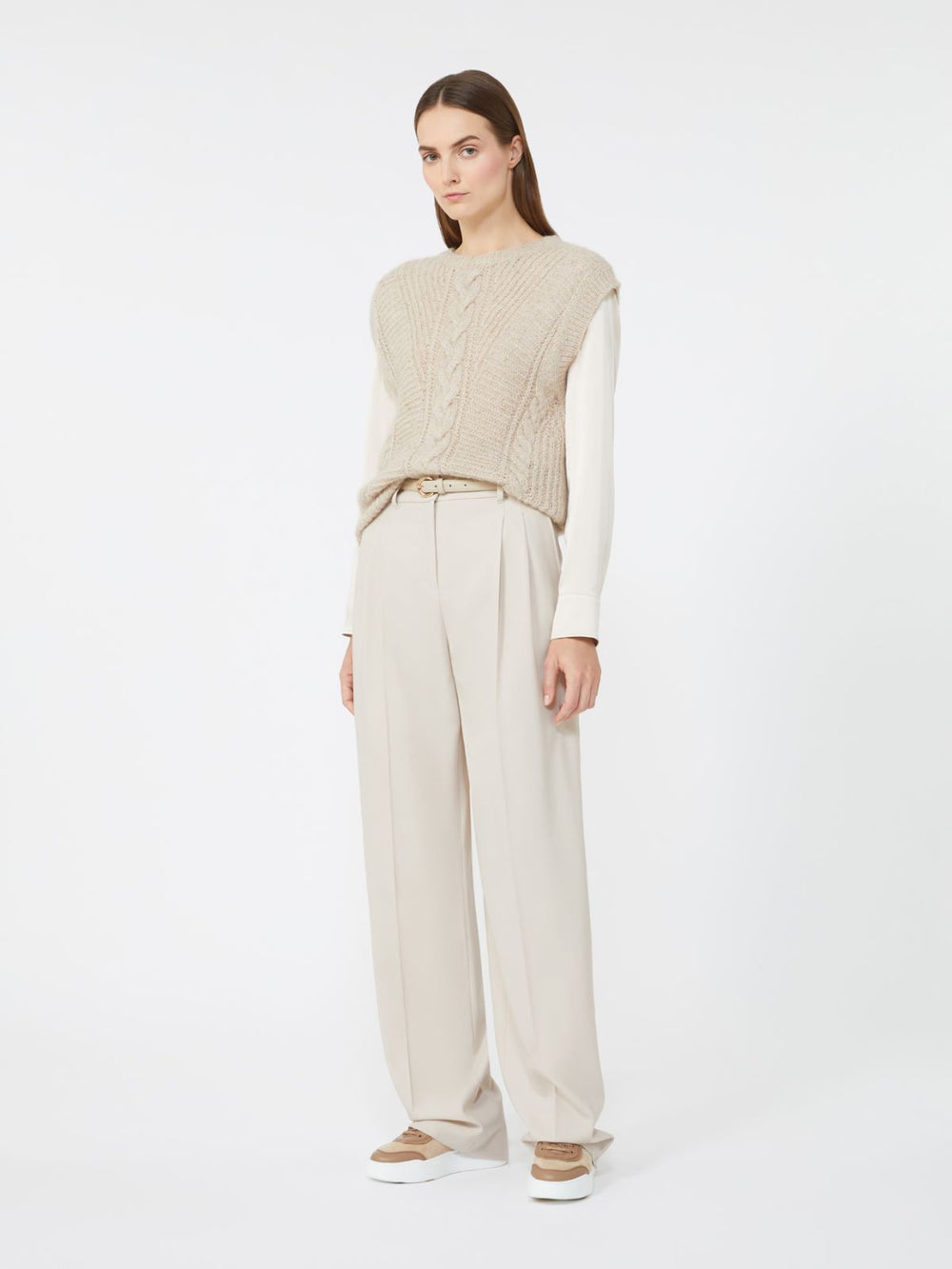 Alpaca and lurex gilet - Beige