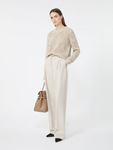 Boxy sweater in wool and cashmere with sequins - Beige