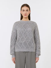 Boxy sweater in wool and cashmere with sequins - Light grey