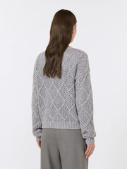 Boxy sweater in wool and cashmere with sequins - Light grey