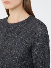 Boxy sweater in alpaca blend - Dark grey