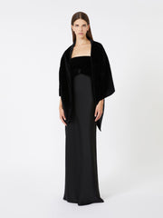 Reversible velvet and duchesse stole - Black