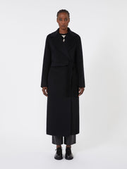 Wool and cashmere coat with belt - Black