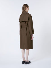Belted water-repellent twill trench coat - Chocolate