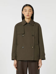 Double-breasted water-repellent cotton trench coat - Green