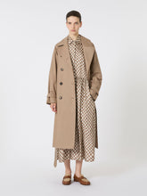 Long water-repellent cotton twill trench coat - Camel