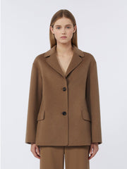 Single-breasted double-faced wool jacket - Camel