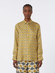 Reversible printed silk shirt - Mustard