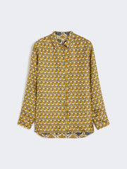 Reversible printed silk shirt - Mustard