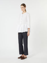 Flounce-detail washed cotton shirt - Optical white