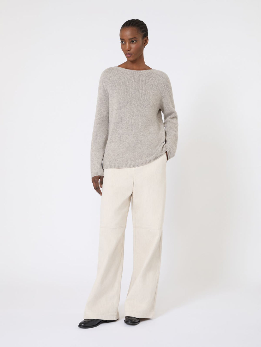 Washed cotton trousers - Natural