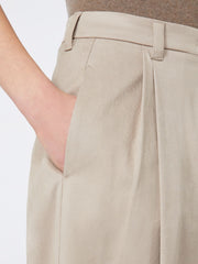 Stretch drill wide-leg trousers - Natural