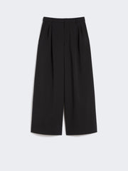 Wide-fit stretch gabardine trousers - Black