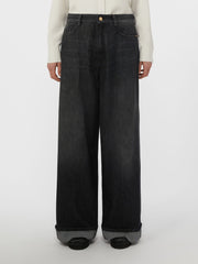 Denim turn-up jeans - Black