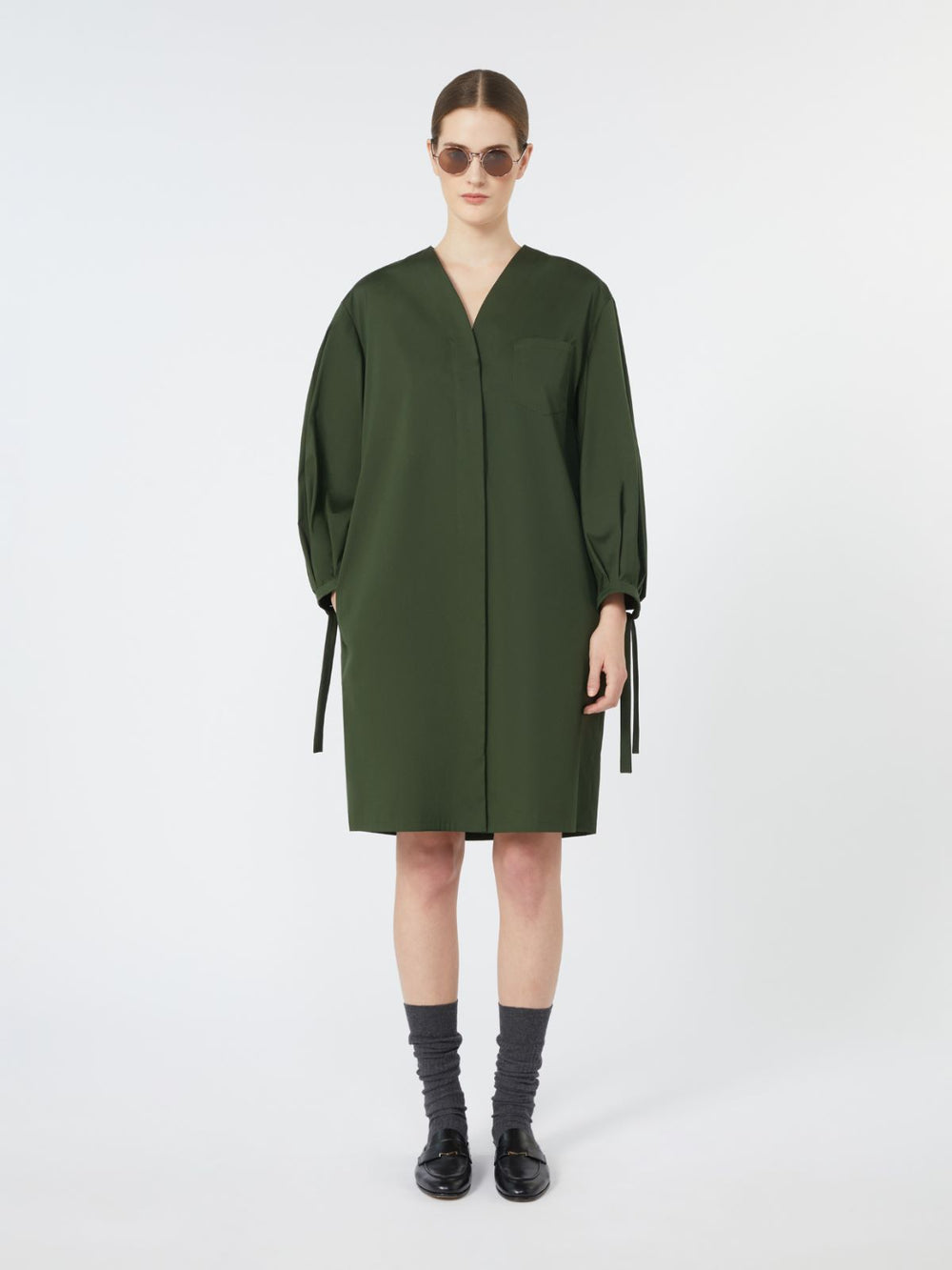 Stretch poplin dress - Kaki