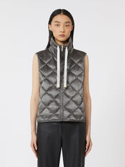 Padded water-repellent nylon canvas gilet - Dark grey