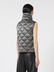Padded water-repellent nylon canvas gilet - Dark grey