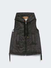Padded water-repellent hooded gilet - Black