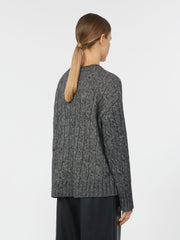 Boxy jumper in alpaca and cotton - Dark grey