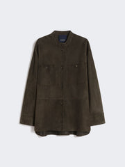 Topstitched suede jacket - Green
