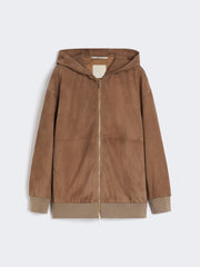 Suede jacket with hood - Honey