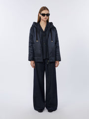 Padded water-repellent canvas hooded jacket - Midnightblue