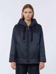 Padded water-repellent canvas hooded jacket - Midnightblue