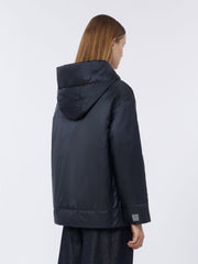 Padded water-repellent canvas hooded jacket - Midnightblue