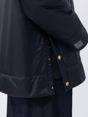 Padded water-repellent canvas hooded jacket - Midnightblue