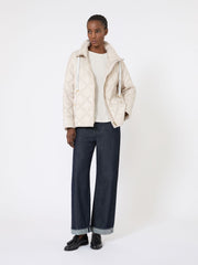 Short water-repellent canvas down jacket - Sand