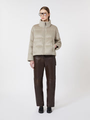 Cashmere and water-repellent canvas down jacket - Sand