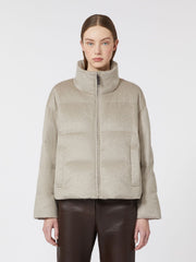 Cashmere and water-repellent canvas down jacket - Sand