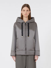 Padded hooded jacket in water-repellent canvas - Dark grey
