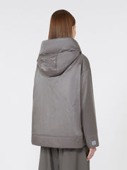 Padded hooded jacket in water-repellent canvas - Dark grey