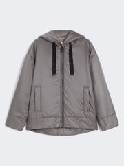 Padded hooded jacket in water-repellent canvas - Dark grey