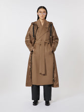 Long water-repellent canvas padded parka - Tobacco