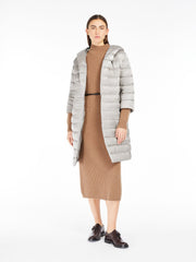 Reversible down jacket in water-repellent satin - Ivory