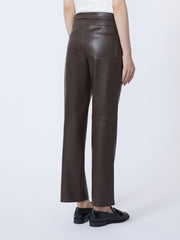 Slim-fit coated fabric trousers - Chocolate