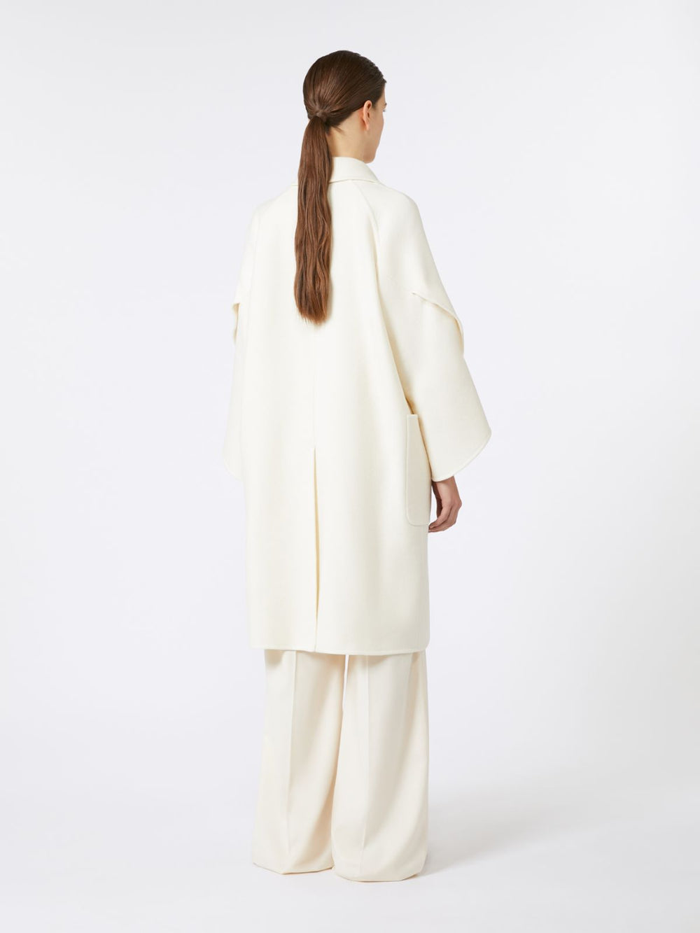 Wool and cashmere cloth coat - White