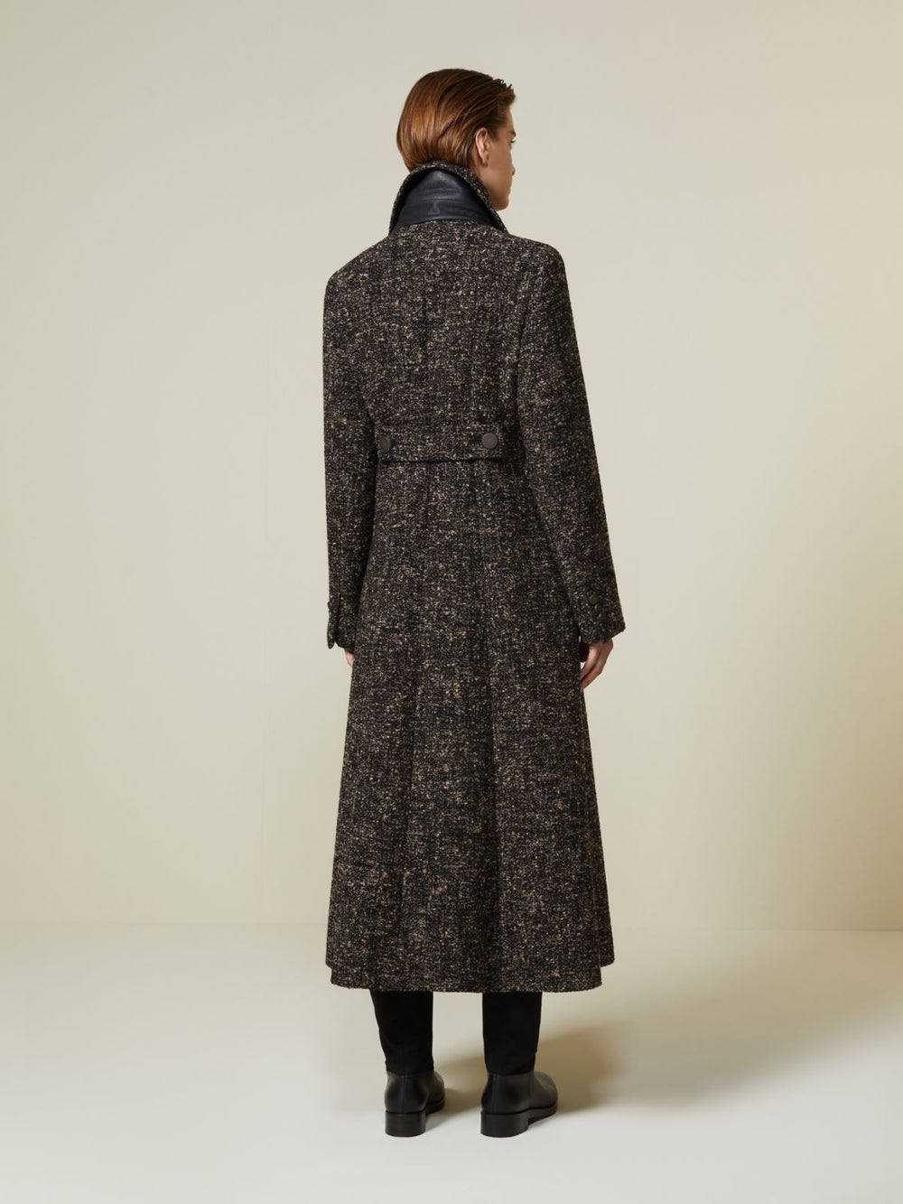 Boutonné·fabric redingote coat - Black